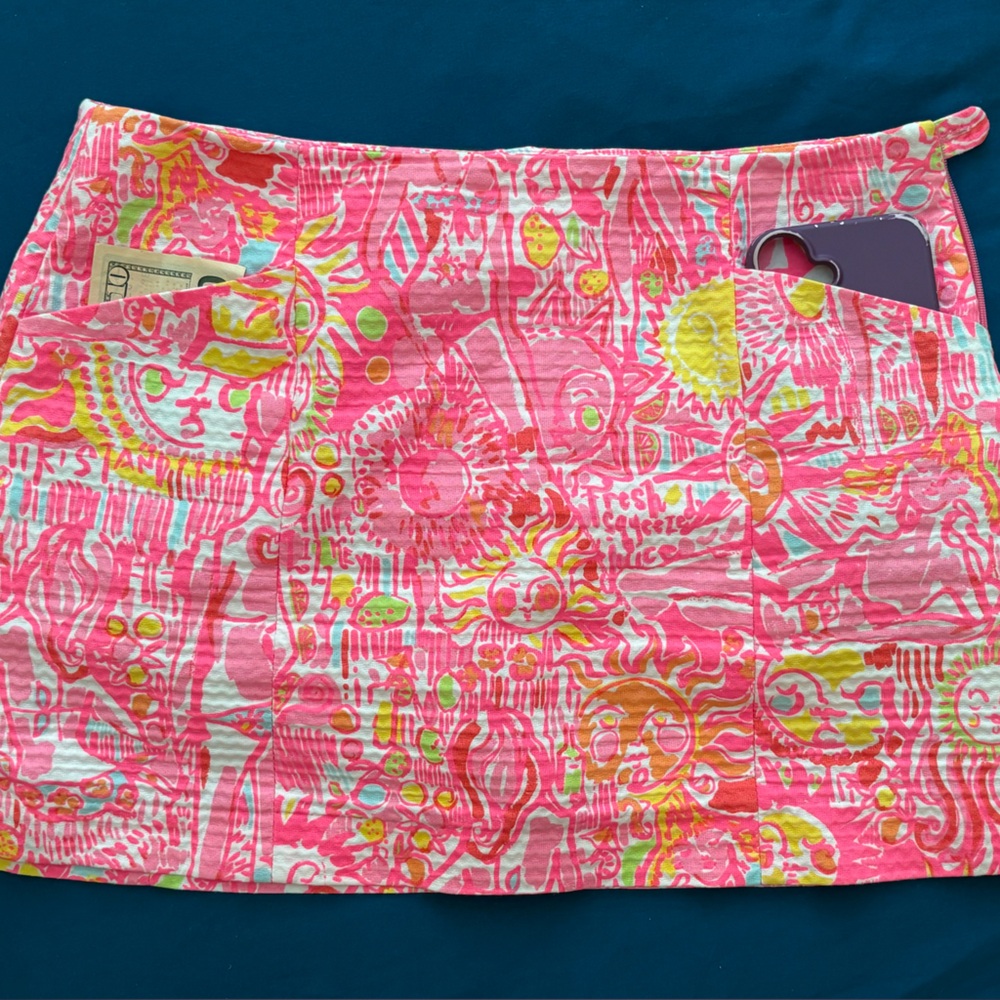 Lilly Pulitzer January Pickleball Tennis Golf Pink White Skirt Skort 100% Cotton - Picture 2 of 6